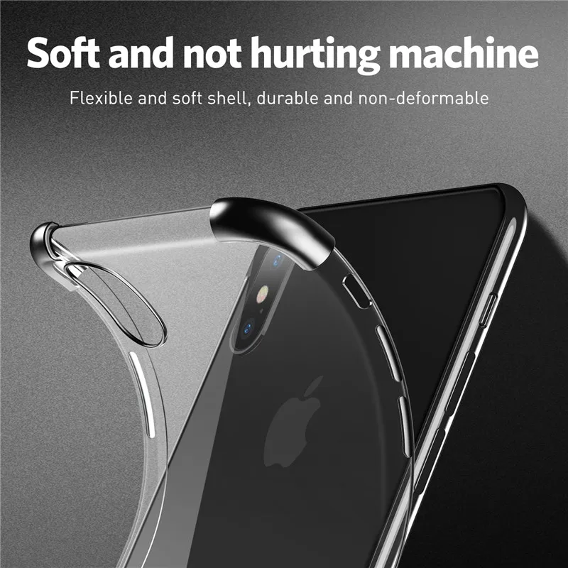 USLION ударопрочный чехол для iPhone X 8 7 6 Plus гальванический прозрачный