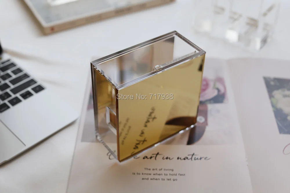 Акриловое зеркало золотистого цвета коробка держатель для Карт Подставка