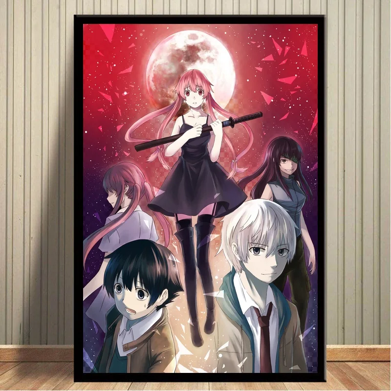 Yuno Gasai и Yukiteru Amano дневник будущего аниме художественные плакаты холст печать