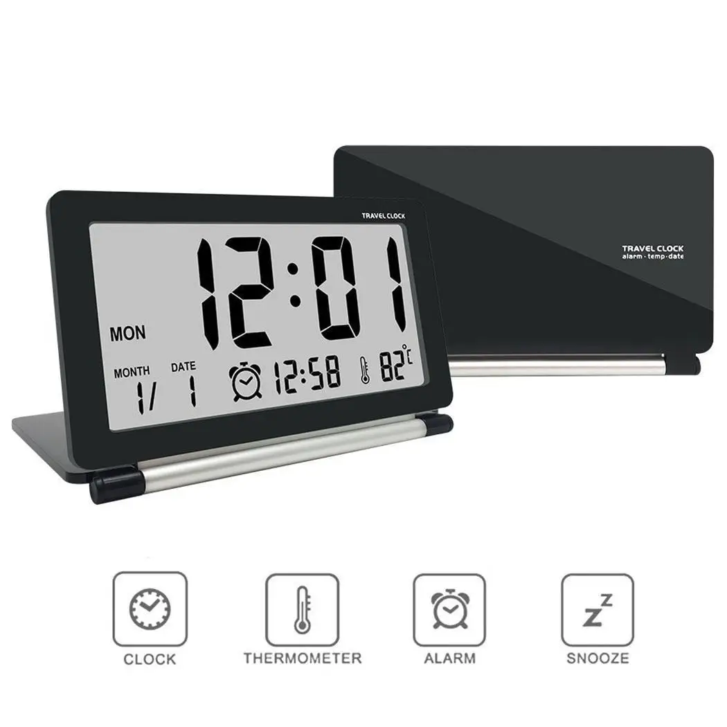 Portable Traveling Ultra-thin LCD Folding Alarm Digital No Button Battery( Included) Clock Travel Casual | Дом и сад