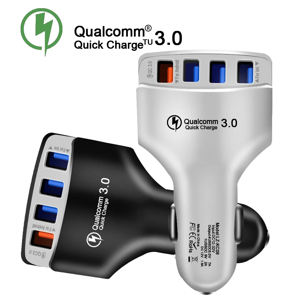 Быстрое зарядное устройство Summerfish 3 0 автомобильное 7A QC3.0 Turbo быстрая зарядка 4USB