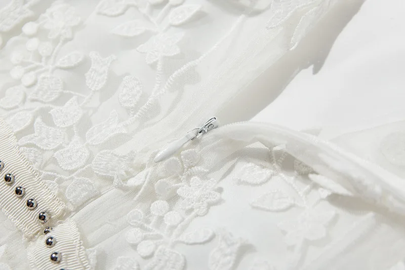 Женское кружевное платье с коротким рукавом белое привлекательное Сетчатое