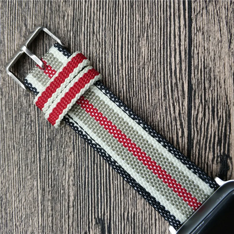 Ремешок для часов Apple Watch Series 4 полосатый нейлоновый + кожаный ремешок 1 2 3 наручный