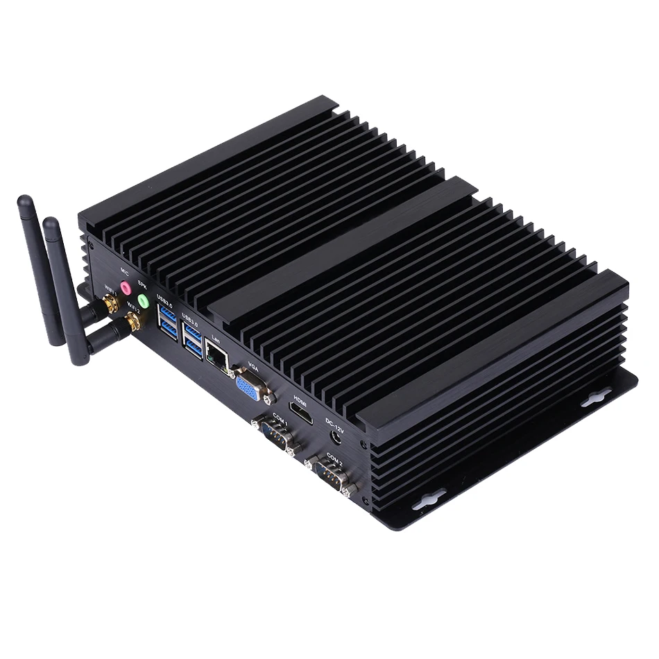 HUNSN безвентиляторный промышленный ПК мини компьютер Intel Core I3 5005U Windows 10 Pro/Linux MA04I