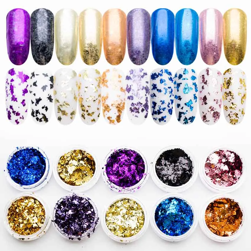 Magic Mirror Effect Glitter Nail Flakes Sequins Powder Colorful Irregular Paillette Chrome Pigment Decoration SF3049 | Красота и
