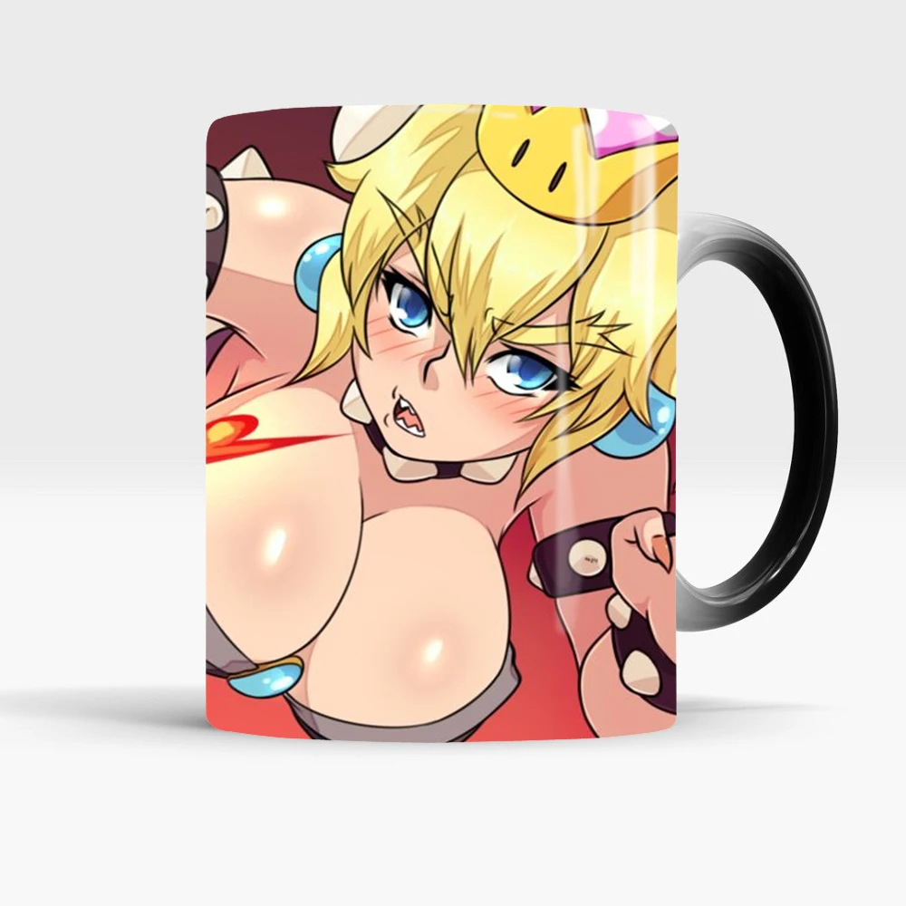 Кофейные кружки Bowsette меняющие цвет чайные чашки керамическая посуда для