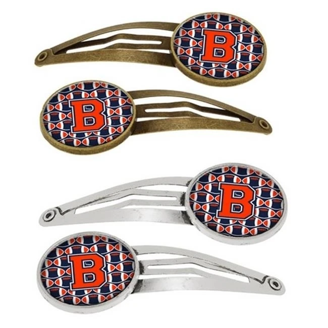 Carolines Treasures CJ1066-BHCS4 Letter B Football Orange Blue &amp White Barrettes Hair Clips - Set of 4 | Красота и здоровье