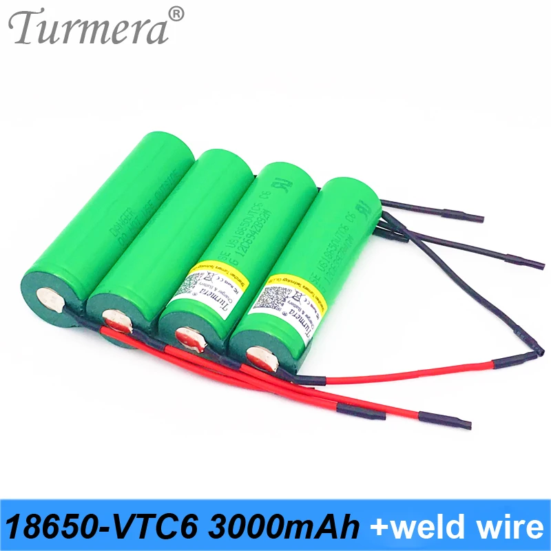 Батарея 18650 vtc6 3000 мАч 30a us18650vtc6 сварочный провод перезаряжаемая батарея для