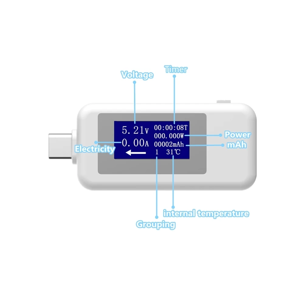 Цифровой Usb-тестер Вольтметр постоянного тока с разъемами Usb Type-c амперметр