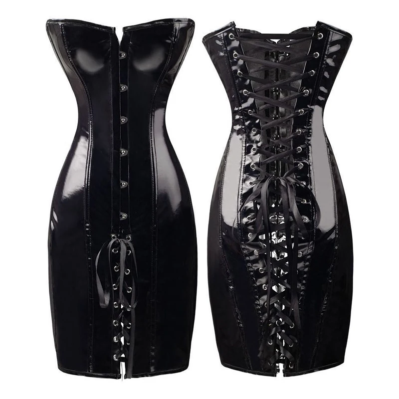 Женское готическое панк-платье с корсетом на груди корсетное платье бретелях