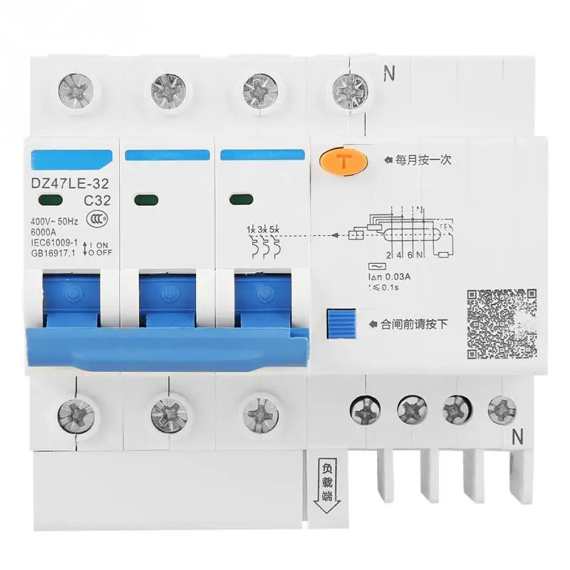 Хит 2019! DZ47LE 32 3P + N C32 RCCB автоматический выключатель остаточного тока 230V 32A 30mA с
