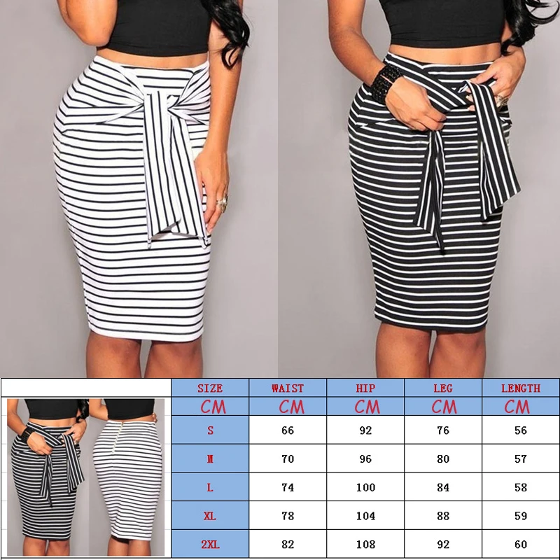 

2019 Summer OL Style Skirts Womens Casual Party Skirt Ladies Bandage Belt Striped Skirt Female Clothes