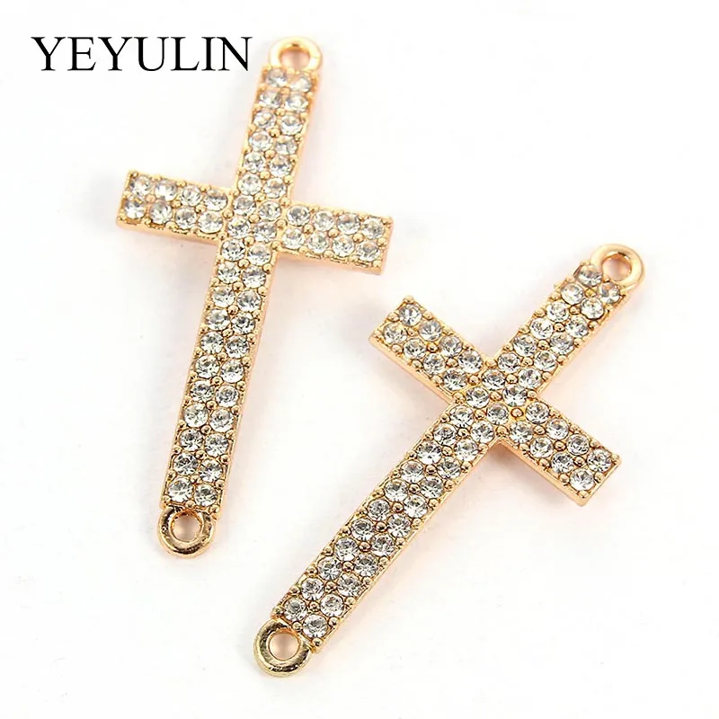 10 шт. многоцветные соединители из цинкового сплава с кристаллами Religion Cross для