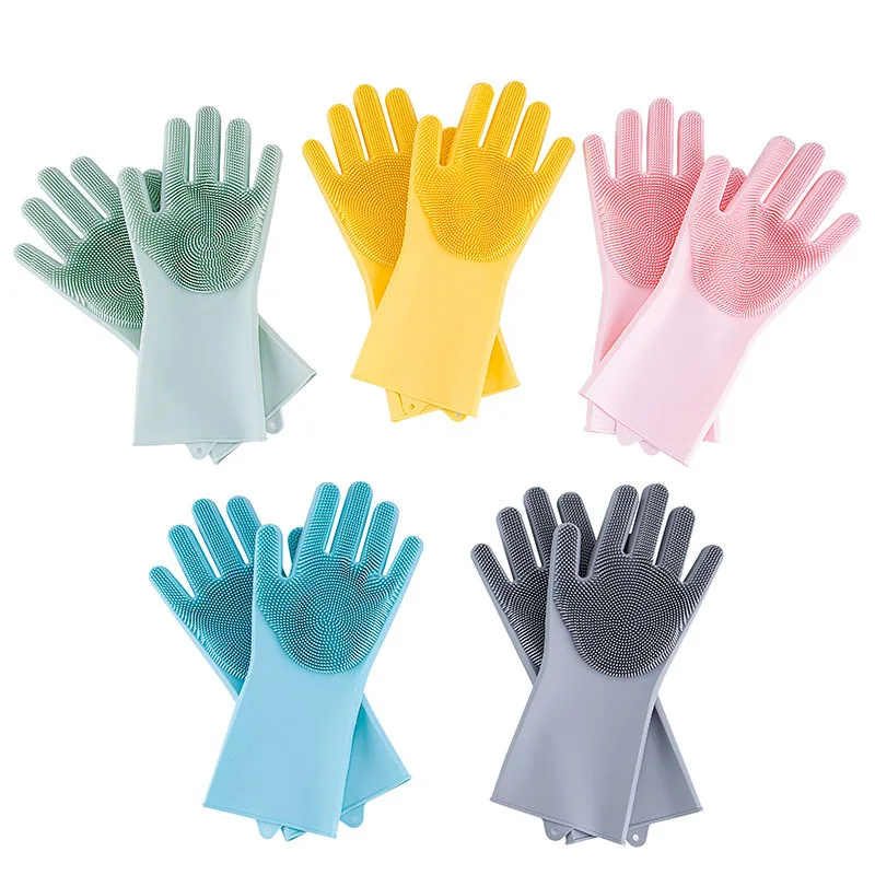 

1 Set Explosion Models Shaking Sound Silicone Wash the Dishes Housework Gloves Thermal Insulation Waterproof Non-Slip Soft-Glov