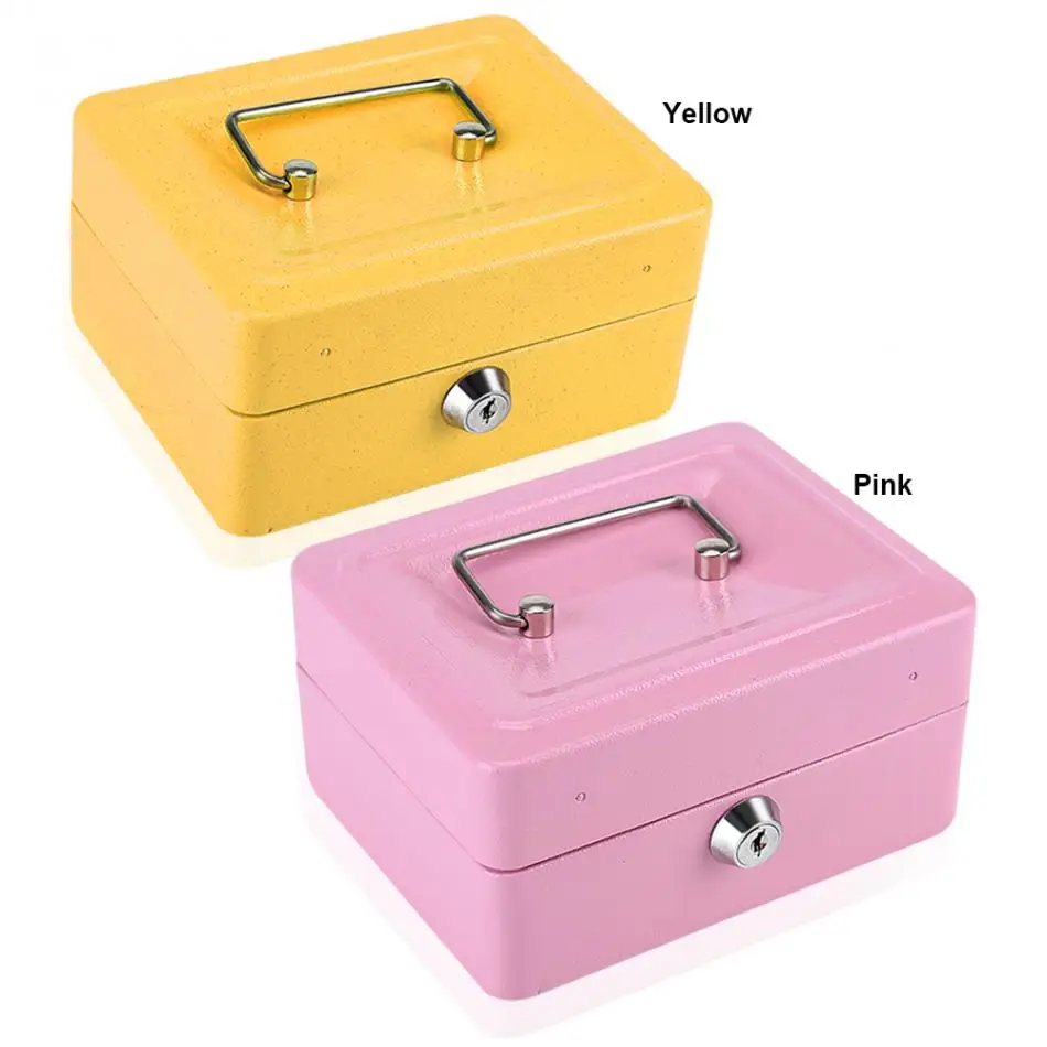 

1Pc Mini Portable Steel Petty Lockable Cash Money Coin Safe Security Box Household Tool Storage Box Hot Sale