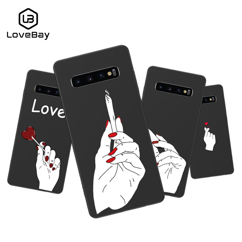 Lovebay Phone Case For Samsung Galaxy S8 S9 S10 Plus Lite Note 8 9 Cartoon Sexy Finger Love Heart Soft Silicon TPU |