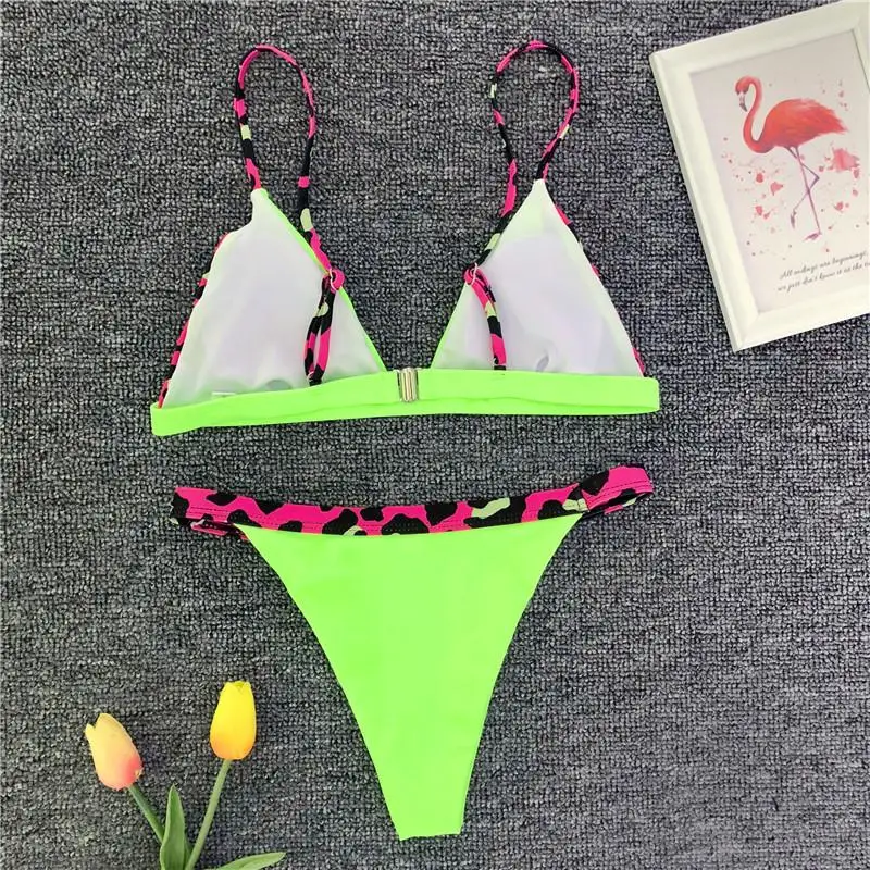 Misswim треугольный бикини 2019 неоновый сексуальный купальник женский леопардовый