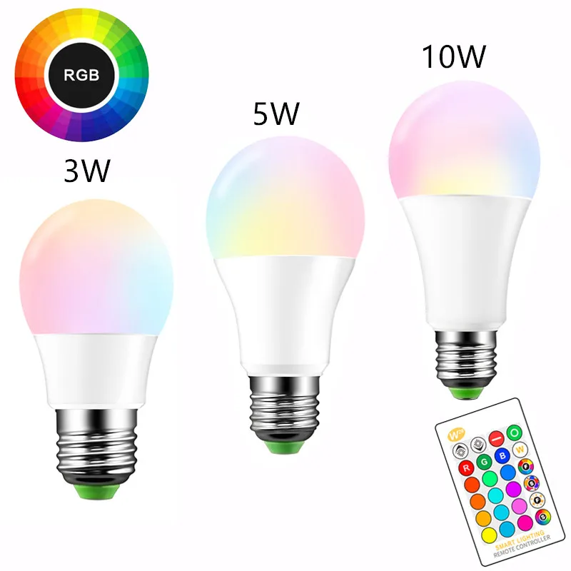 E27 светодиодный 16 цветов меняющий RGB волшебный светильник лампа 3/5/10 Вт 85 265 в 110 120