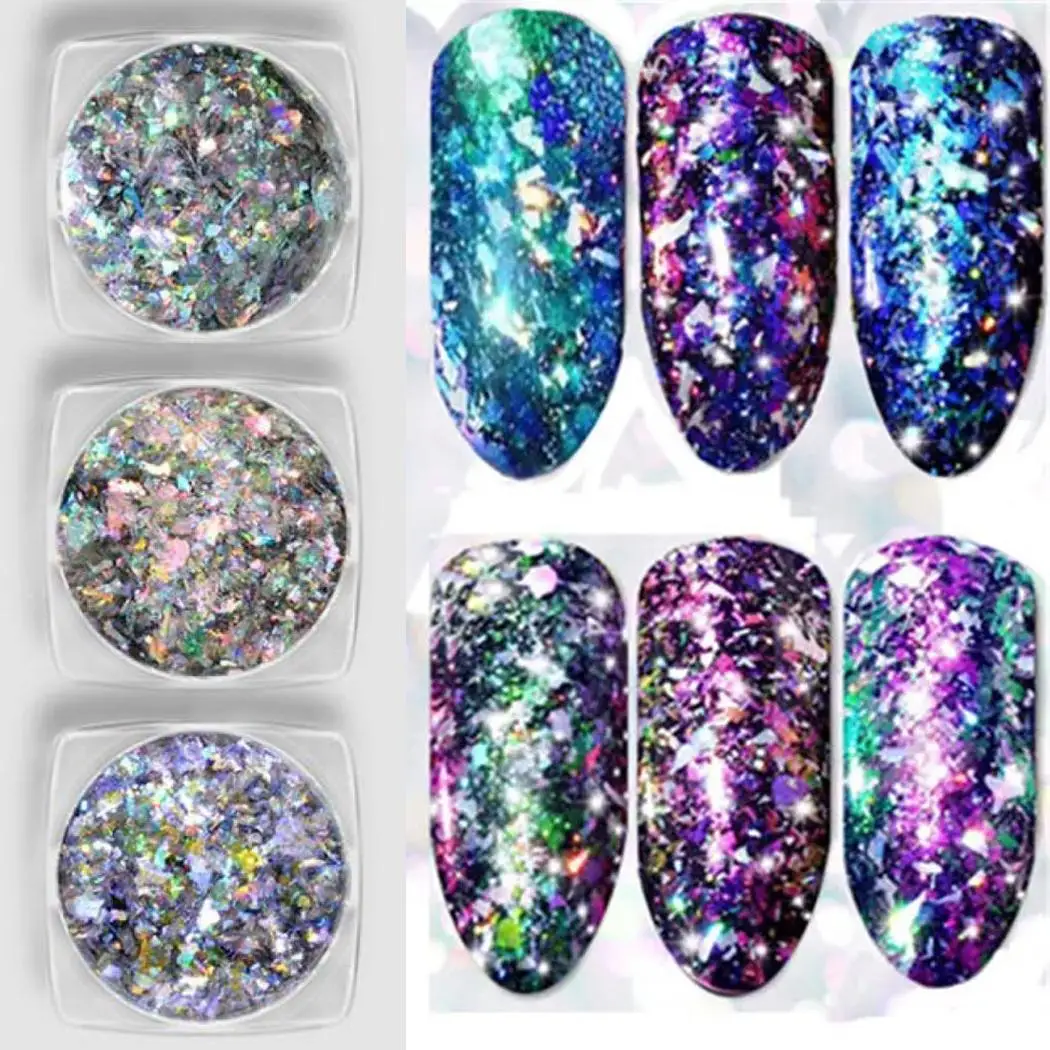 Beautiful Laser Sequins Nail Glitter Beauty China Plastic 30g Home Travel etc. Shiny Art Powder | Красота и здоровье