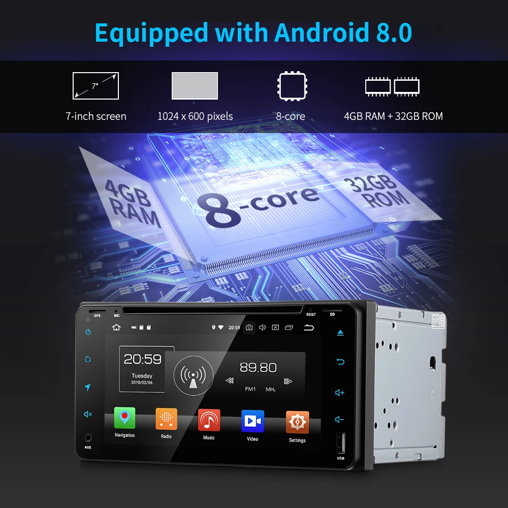 ZEEPIN 7 'ɺndroid 8 0 Автомобильный мультимедийный плеер 4 ГБ ОЗУ 32 Гб ПЗУ
