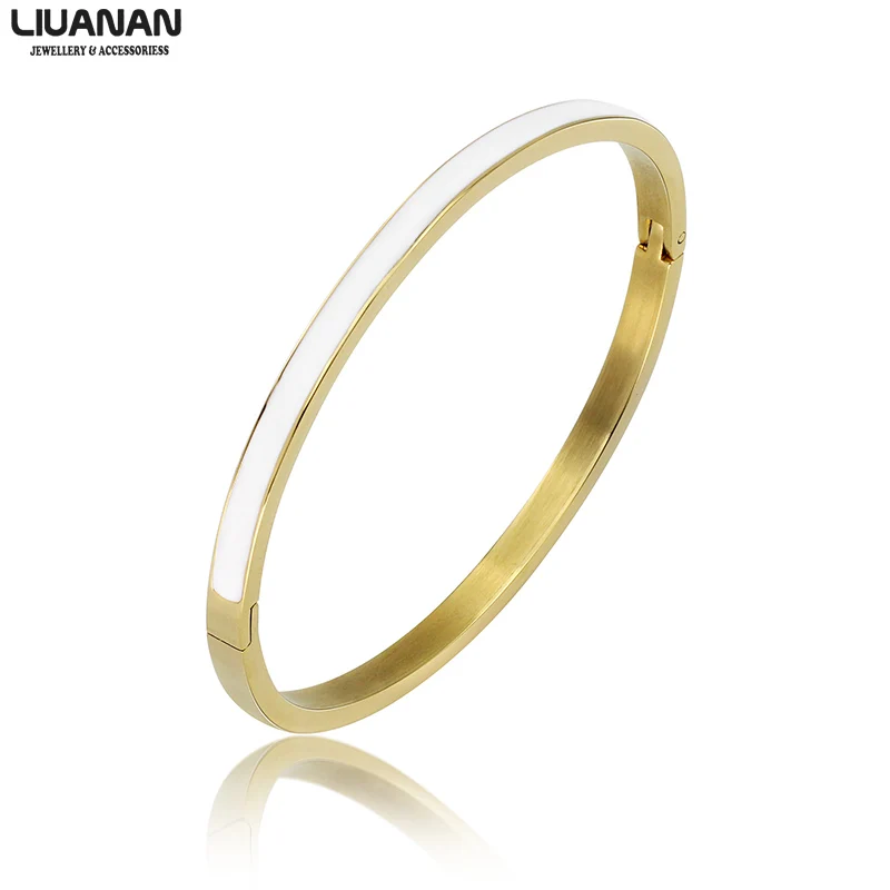 

Bangle Bracelet for Women Enamel Jewelry Stainless Steel Bangle Width 4mm Inner size 59.5*51mm Fashion Accessories