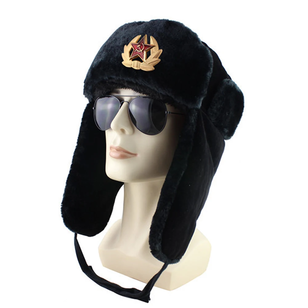 Высокое качество Bomber Hat русская армия Trooper Авиатор зимняя шапка ушанка зеленая