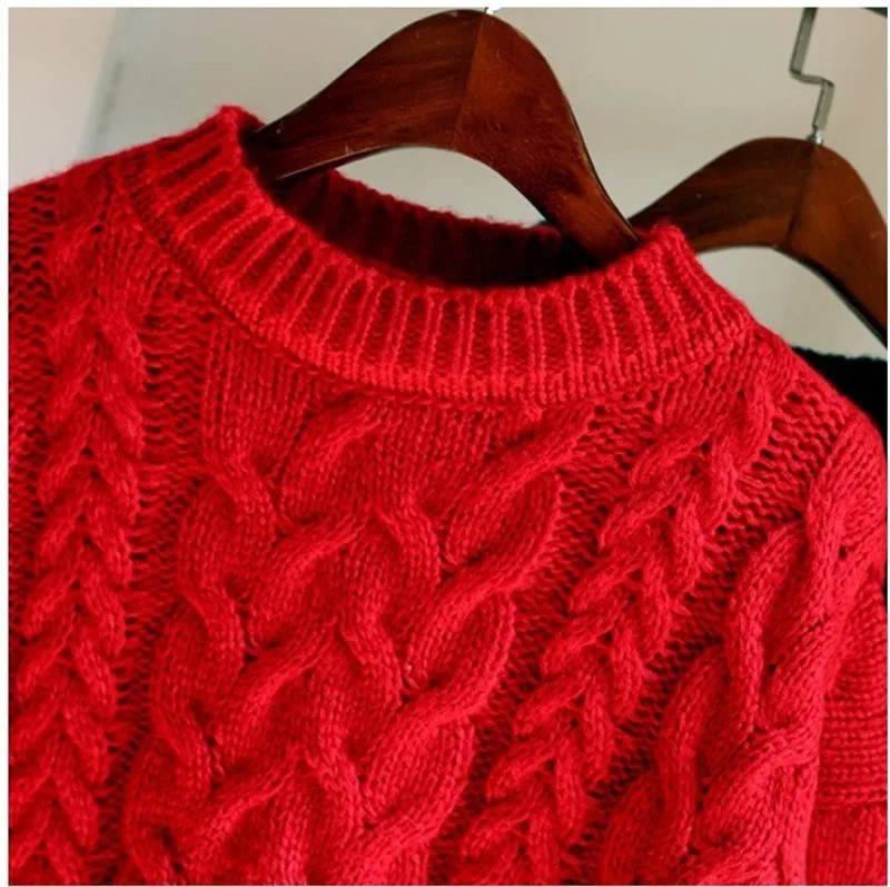 Женский жаккардовый свитер с круглым вырезом и длинными рукавами свободные