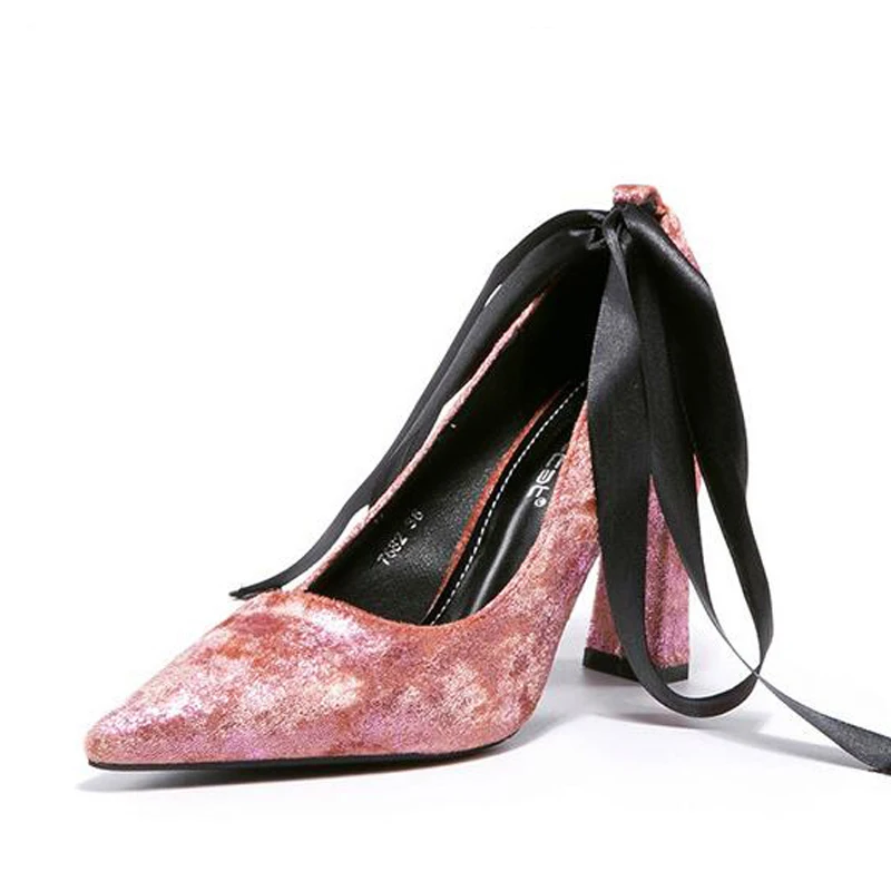 Парусный спорт LU женские туфли-лодочки на толстом высоком каблуке ленты галстук