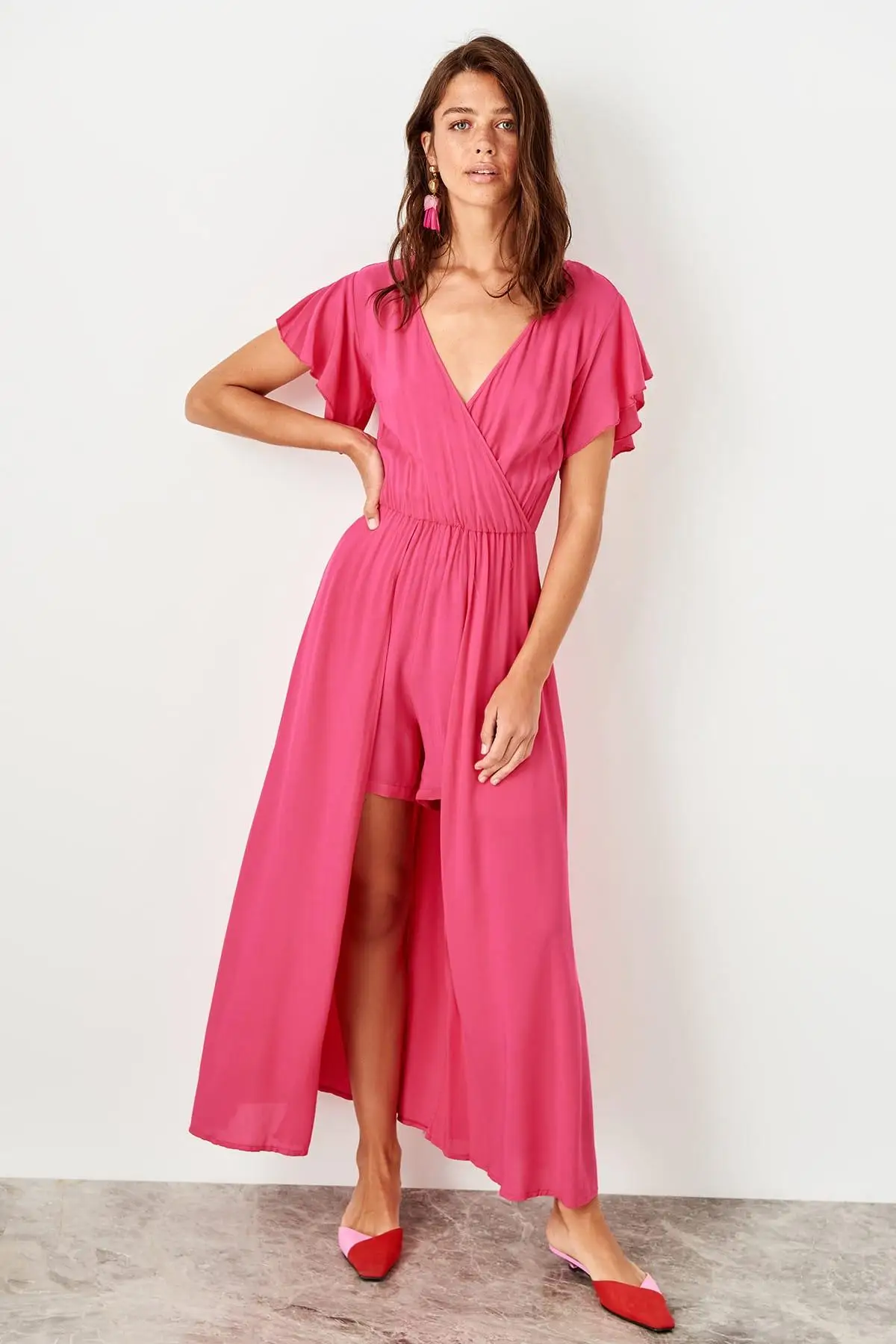 Trendyol Fuchsia Double Breasted Jumpsuit TWOSS19IS0073 |