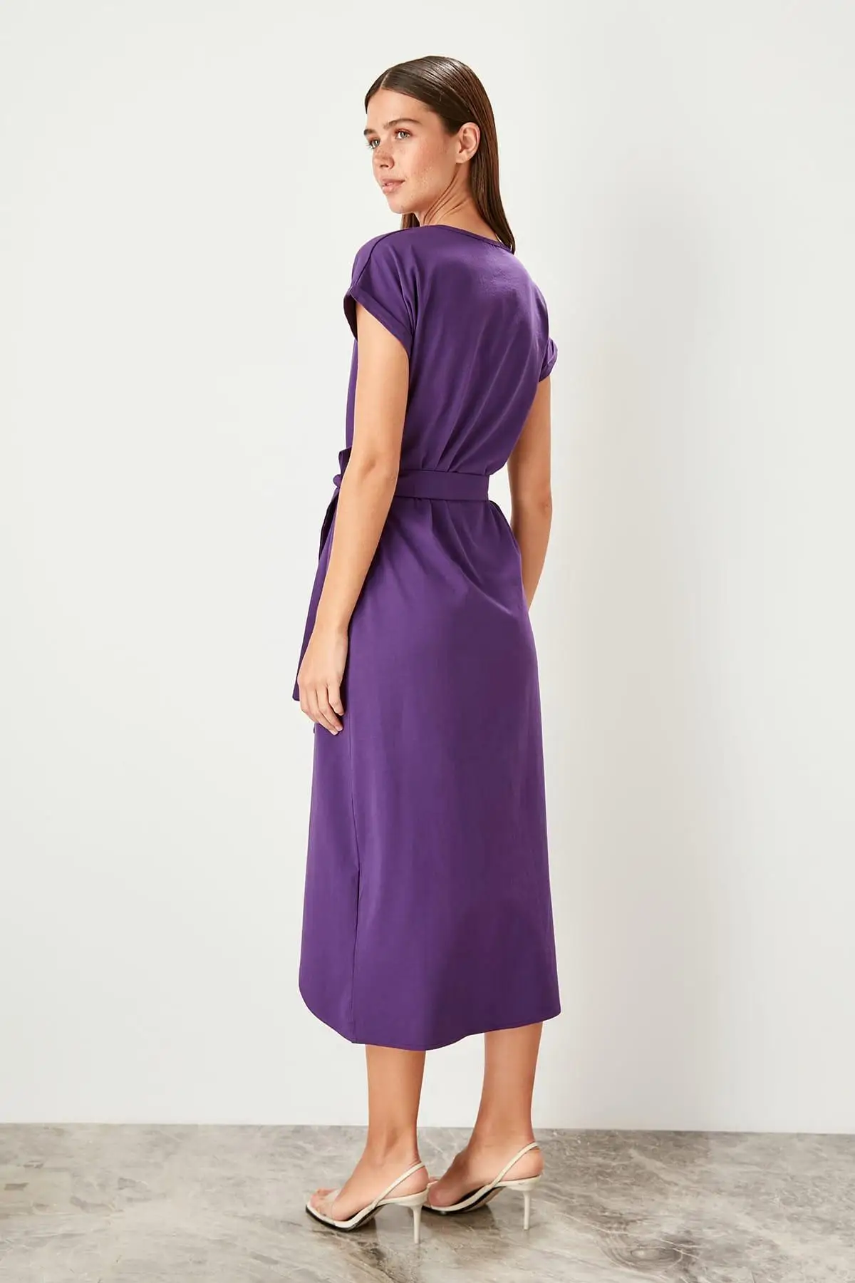 Trendyol фиолетовое трикотажное платье на шнуровке TWOSS19VG0159|Женские платья| |