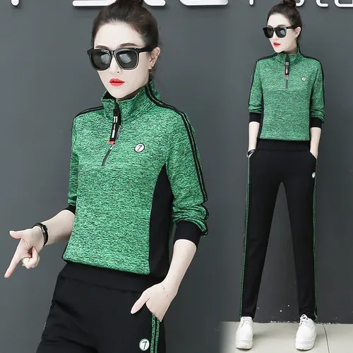 

tracksuit for women 2019 spring female new casual printing fleece tops+pants suits women fashion two-piece sets