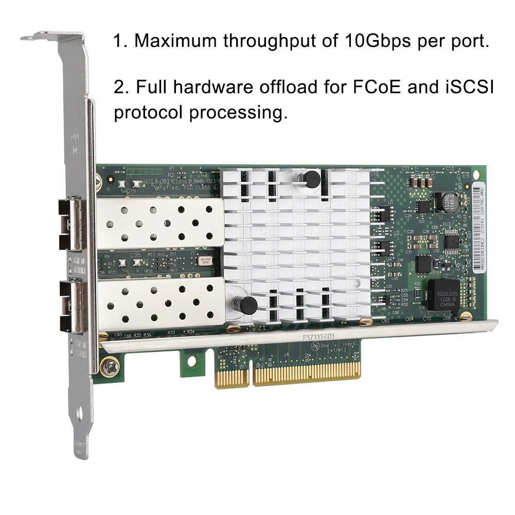 X520-DA2 82599es PCI-E X8 2-Порты и разъёмы для программирования в производственных условиях