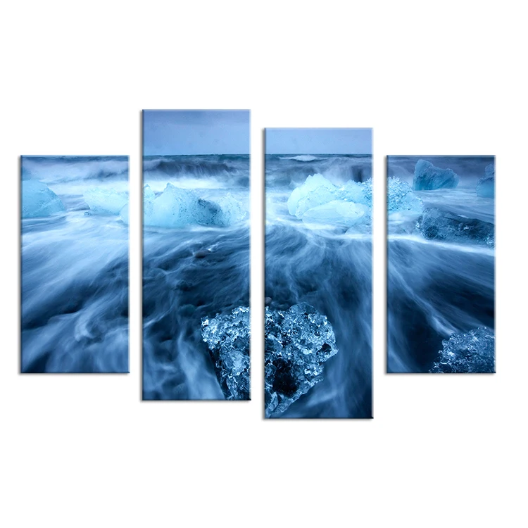 Hot Sells 4 Panels photograph of ice Print on Canvas Wall Art Picture Home Decoration for Living Room modern painting | Дом и сад