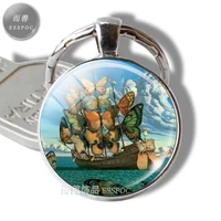 dali el salvador key chain oil painting pendant fashion accessories butterfly jewelry glass dome ship key ring gift