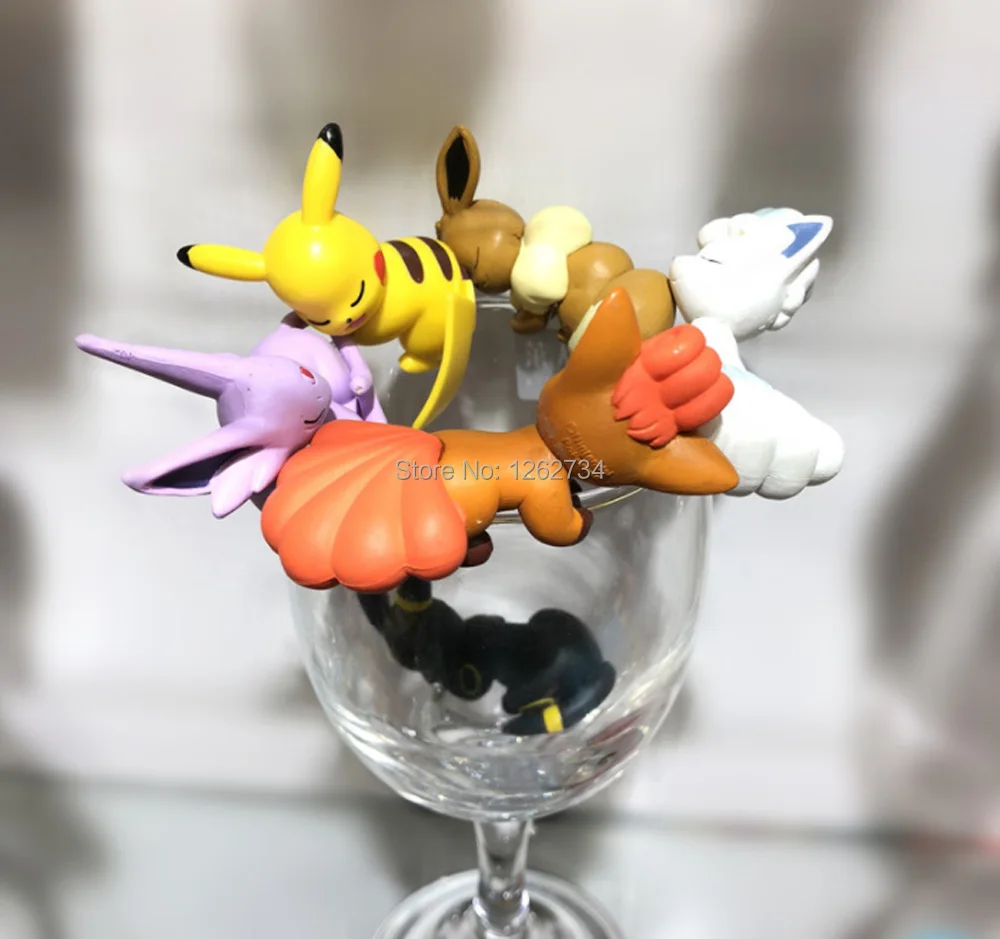 Милые фигурки героев животных Pika Eev Alola Vulpix Umbreon 6 шт. протектор кабеля 5 см ПВХ