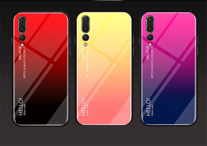 Чехол для Huawei P30 P20 Lite Pro с градиентным стеклом Жесткий Honor 8X Max 8C Y9 2019 Mate 20 Mate10 Nova