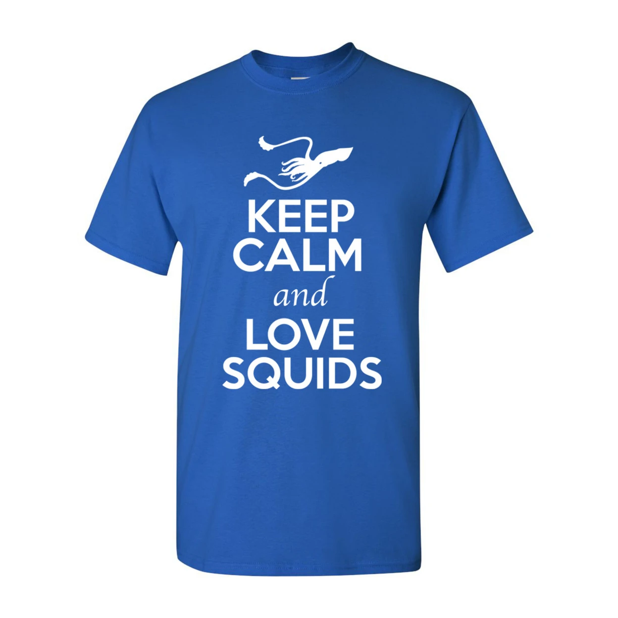 Keep Calm And Love кальмары для любителей животных взрослая футболка 2386 | Мужская одежда