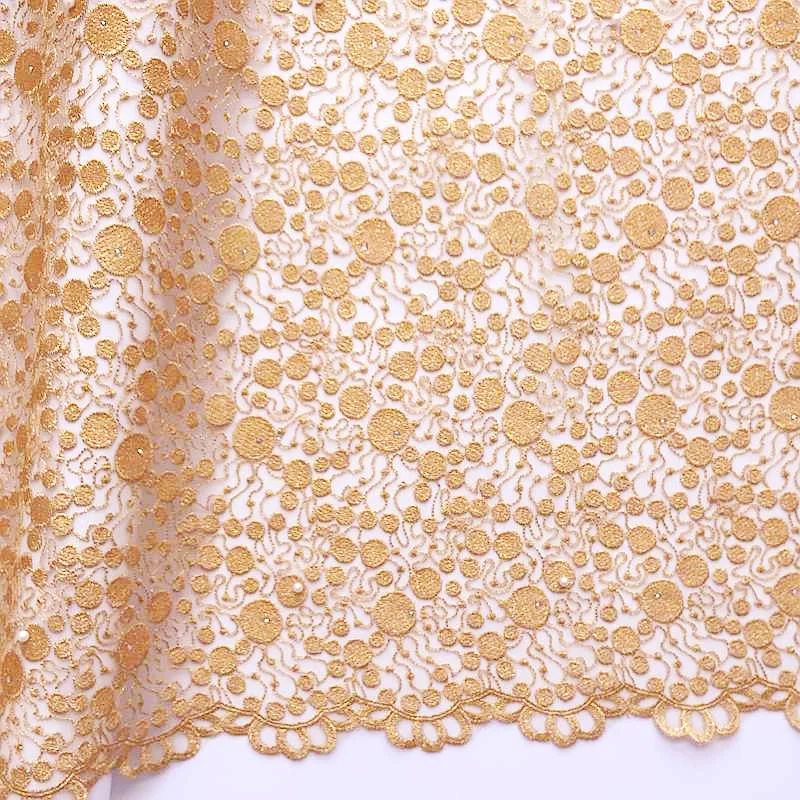 

Yellow African Lace Fabric 2018 Embroidered Nigerian Laces Fabric Bridal High Quality French Tulle Lace Fabric For Wedding Party