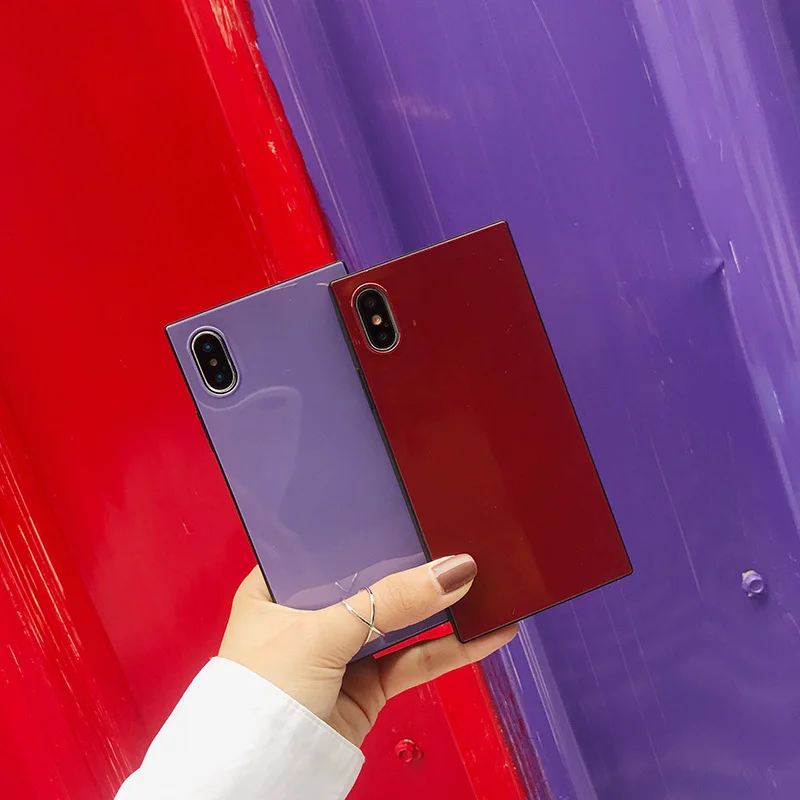 Роскошные ТПУ телефон чехлы для iPhone X XR XS Макс мода квадратный плотная Телефон
