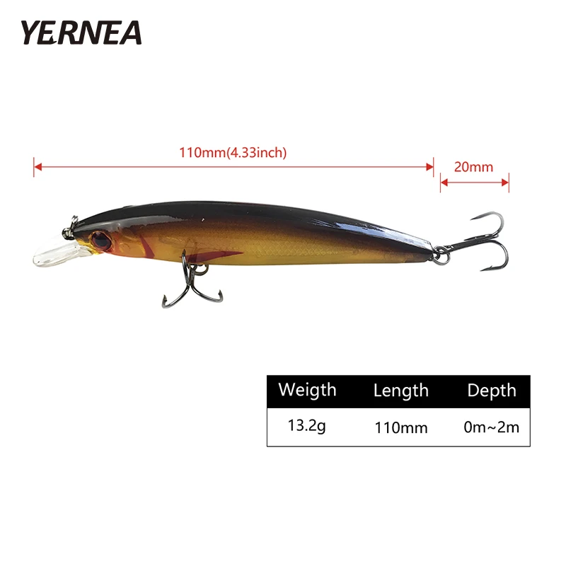 Yernea 1 шт. 8 цветов рыболовные приманки наживка Crankbait тяжелая приманка медленная