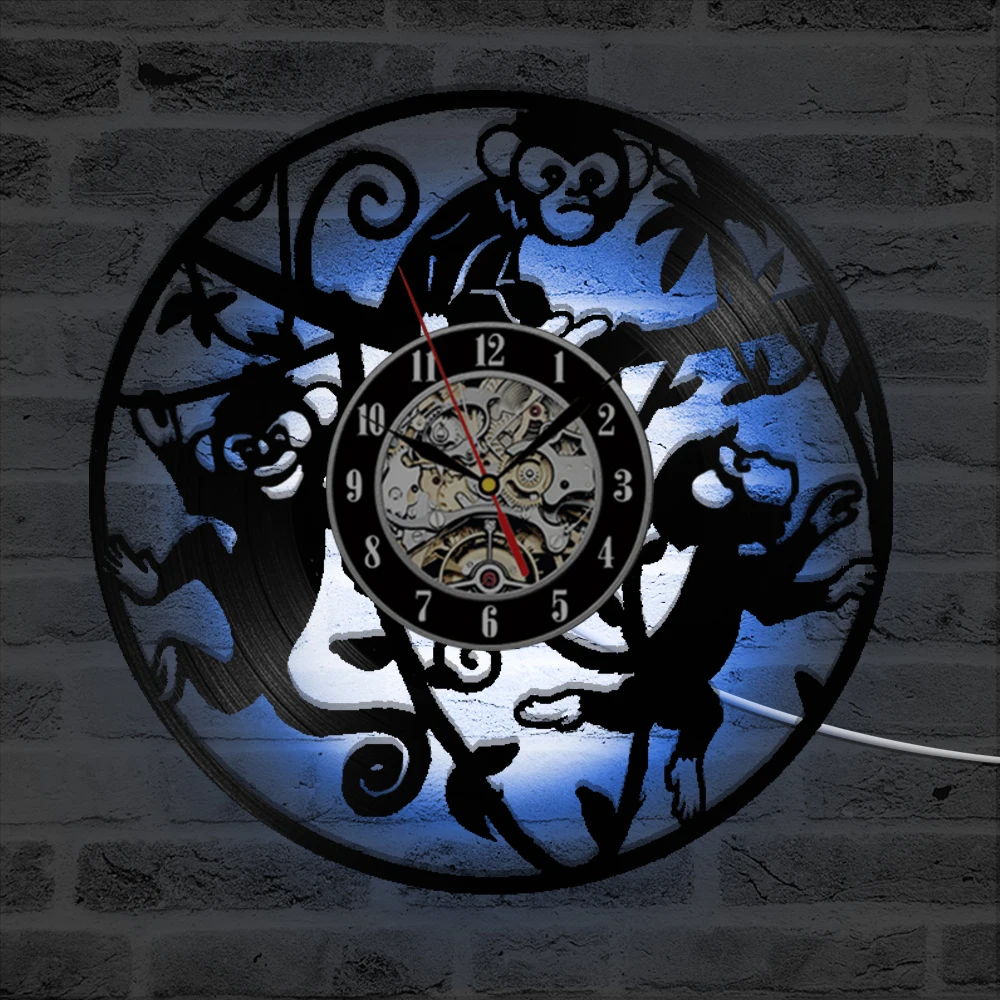 Маленькие обезьянки записывающие часы милые животные 3d настенные антикварные