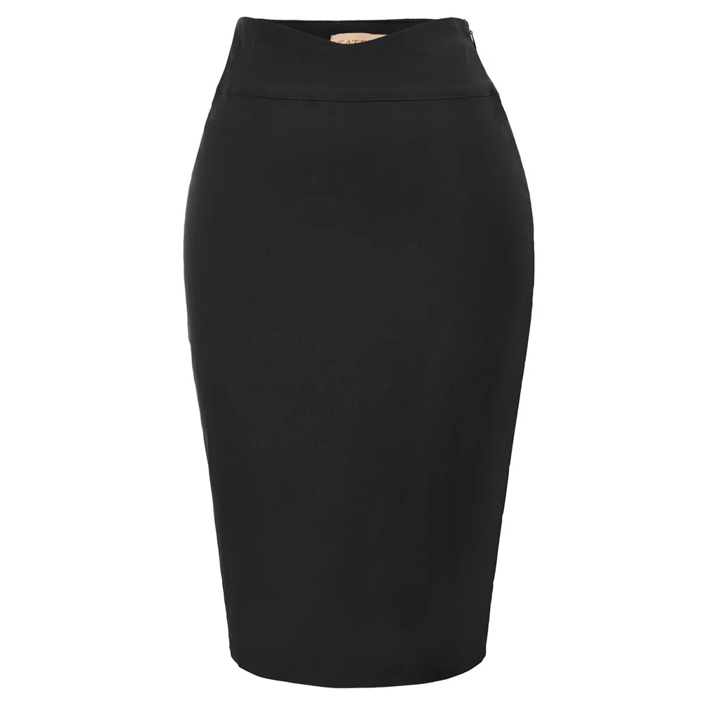 Женская облегающая юбка-карандаш с высокой талией и v-образным вырезом на бедрах