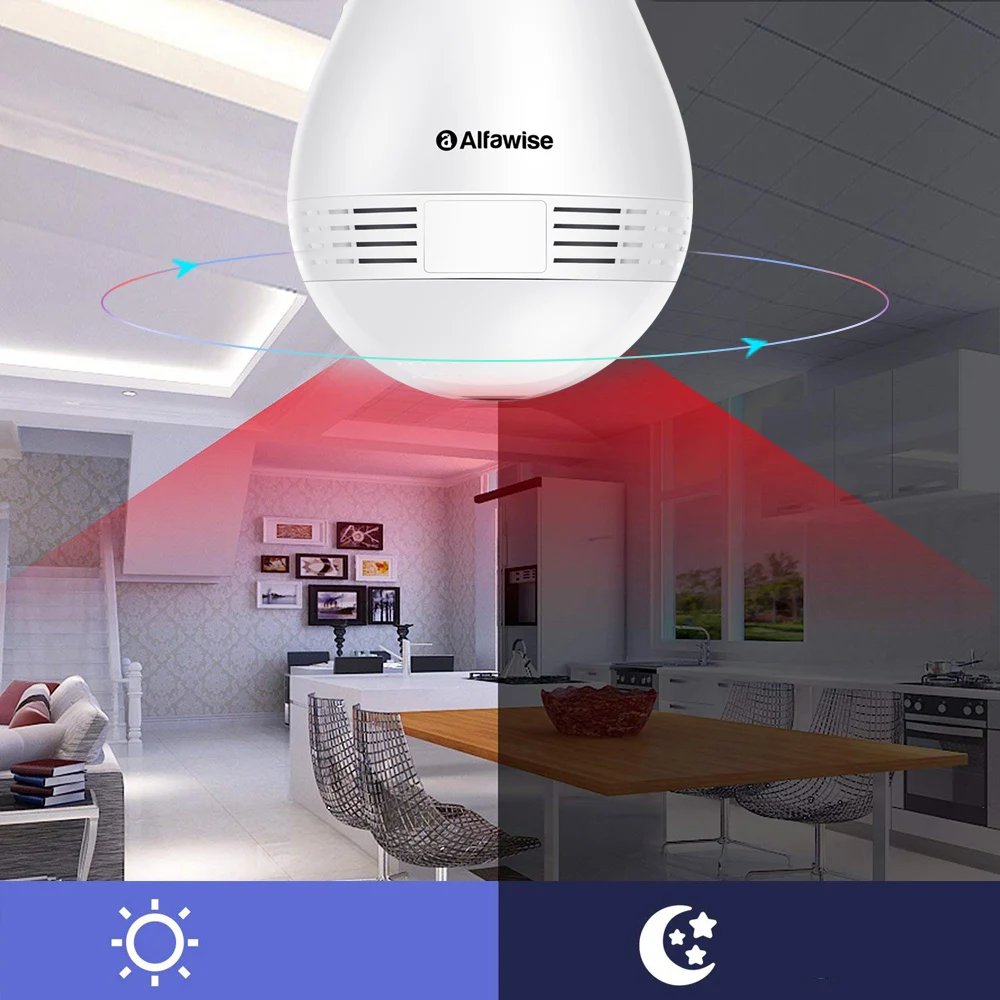 960 P беспроводная Wi Fi ip камера Светодиодный лампа Cam в форме лампы 360 градусов