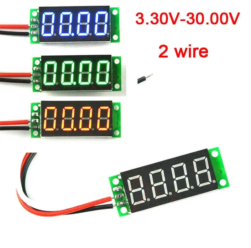 2 провода DC 3 30 V 00 Вольтметр цифровой монитор напряжения 5v 12V 24V автомобильный
