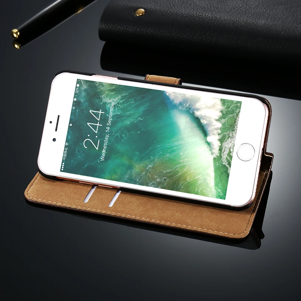 Kisscase флип Чехлы кожаный чехол для iPhone X 7 8 6 S Plus слот магнитных карт кошелек 5 SE плюс