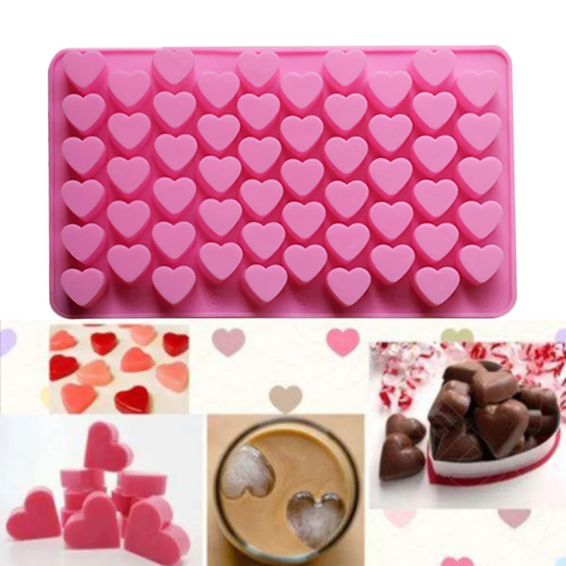 55 отверстия в форме сердца 3D силиконовые формы для шоколада желе конфет форма