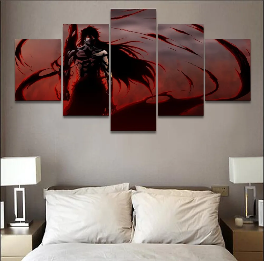 Холст HD принты Картины Wall Art 5 шт. аниме Блич Ичиго Куросаки плакат модульная