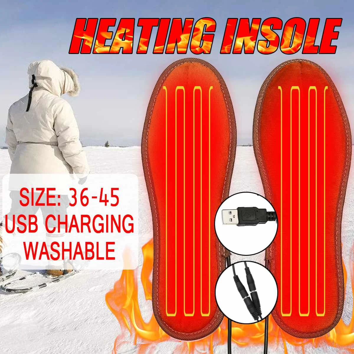 Стельки с подогревом унисекс зарядка по USB зимние теплые для обуви|Электрические