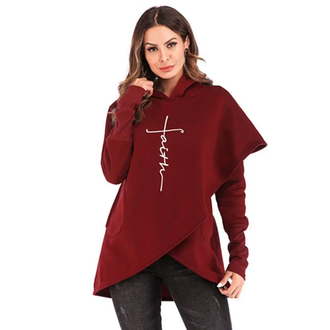 Женская зимняя теплая толстовка с капюшоном и длинным рукавом повседневная