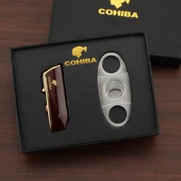 cohiba cigar ligther set 3 flame torch windproof butane gas refillable built in punch cigarette lighter cigar cutter set